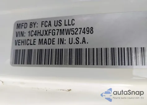 2021 Jeep Wrangler Unlimited Rubicon 4X4 z USA, uszkodzony, nr VIN 1C4HJXFG7MW527498